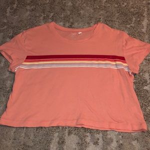 striped peach crop top
